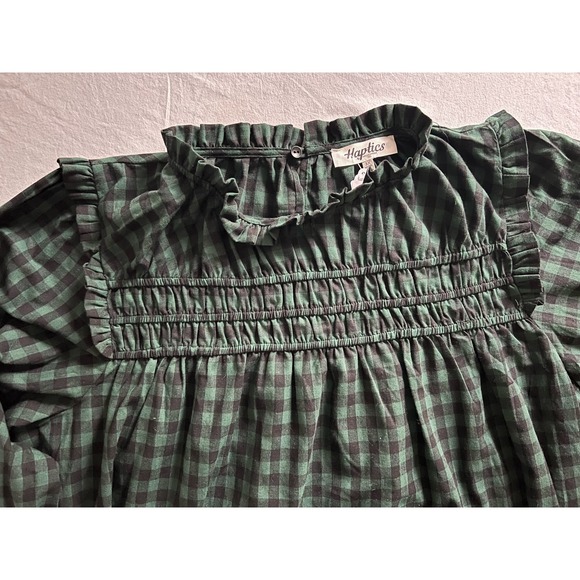 Haptics Blouse Green Black Cotton 3x‎ Long Slv NWT - Picture 5 of 11